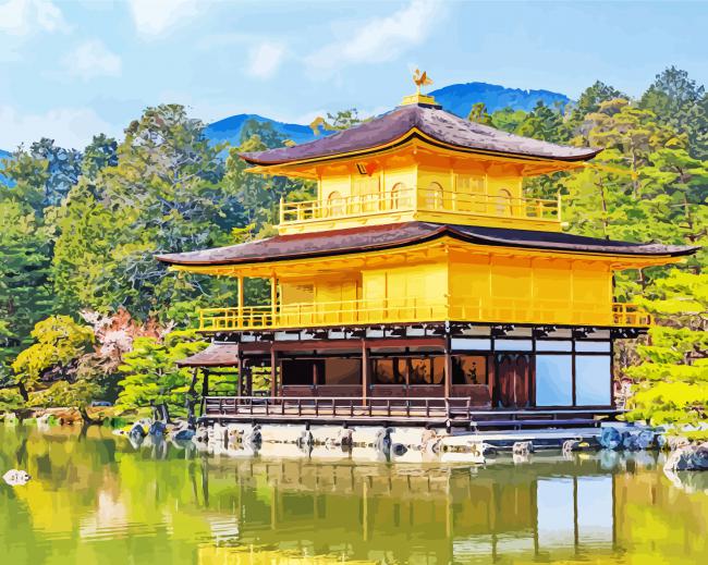 Golden Pavilion Temple paint by number