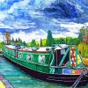 Green Narrowboat paint by number