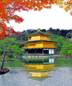 Kinkakuji Temple Reflection paint by number
