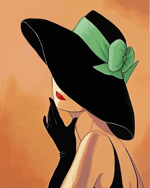 Lady In Flirty Hat paint by number