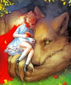 Little Girl With Wolf paint by number