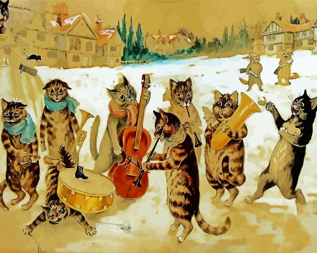 Louis Wain Carol Singing Cats paint by number