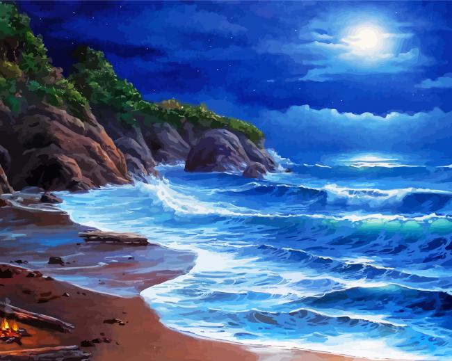 Moonlight Sea paint by number