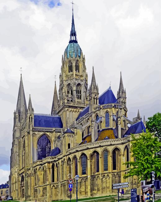Notre Dame Of Bayeux Cathedral France paint by number