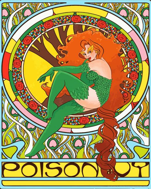 Poison Ivy Art Nouveau paint by number