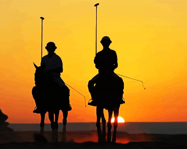 Polo Players And Horses Silhouette paint by numbers