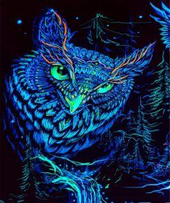 Psychedelic Mystic Blue Owl paint by number