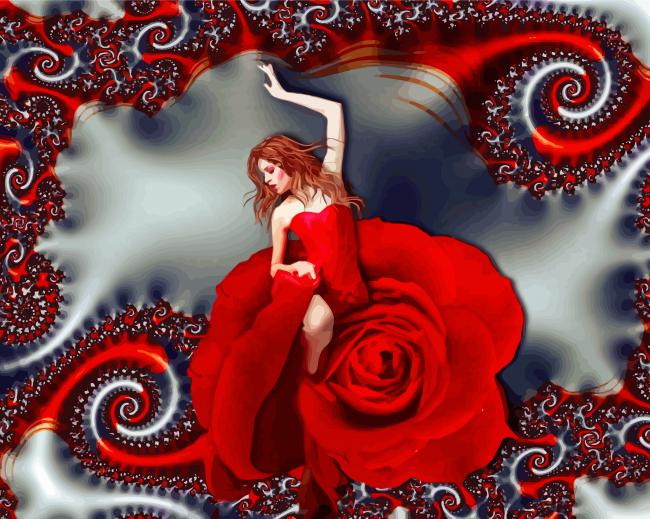 Red Rose Lady paint by number