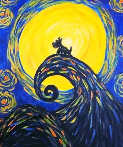 Scottish Terrier Starry Night Art paint by number