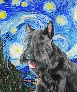 Scottish Terrier Starry Night paint by number