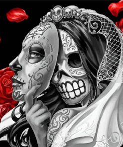 Skull Rose Lady paint by number