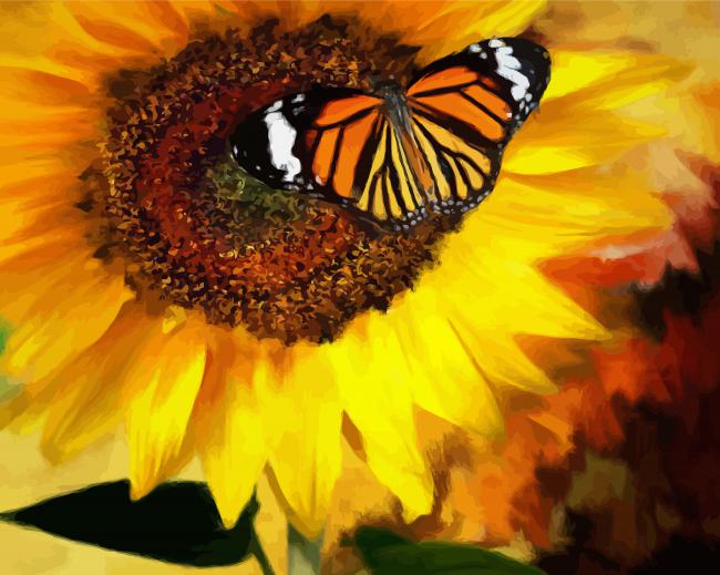 Sunflower And The Butterfly paint by numbers