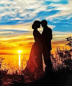 Sunset Romance Couple paint by number