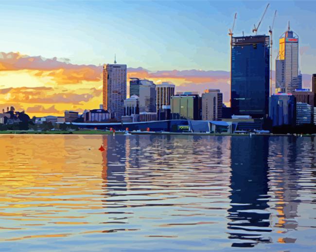 Swan River Sunset In South Perth paint by number