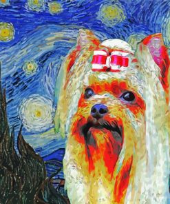 Terrier Dog Starry Night paint by number