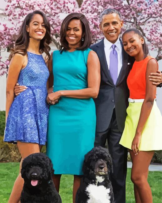 The President Barack Obama Family paint by number