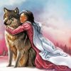 Cute Little Girl And Her Wolf paint by number
