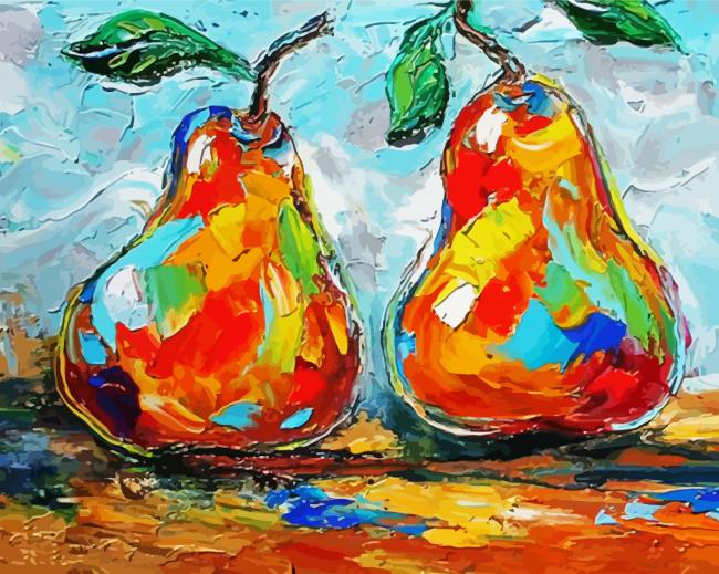 Three Pears Abstract Food Art paint by numbers