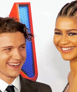 Tom Holland And Zendaya Smiling paint by number