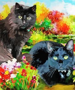Two Cats in A Garden paint by number