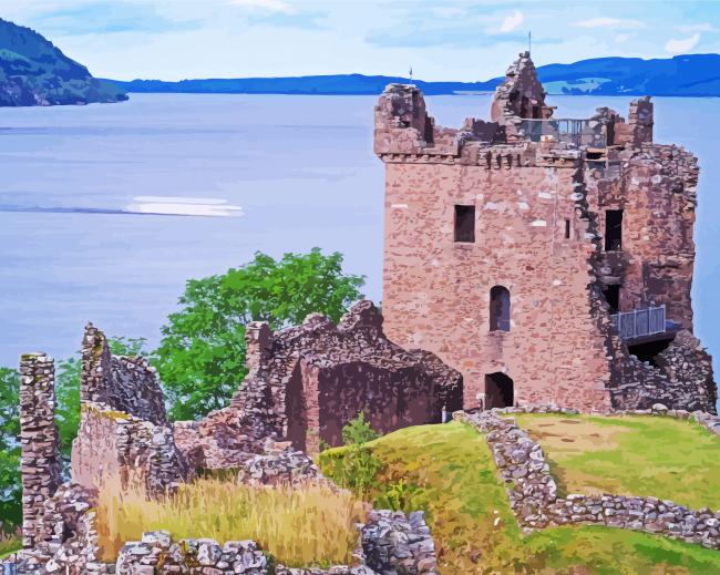 Urquhart Castle Ruin paint by number