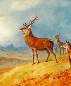 Vintage Highland Landscape With Stag paint by number