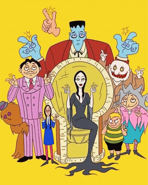 Vintage Cartoon Addams Family paint by number