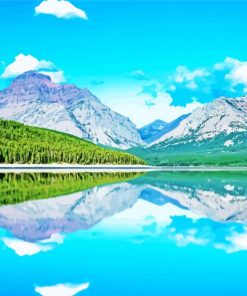 Water Reflection Montana Mountains paint by number
