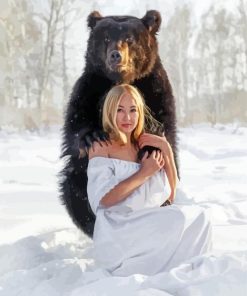 Woman With Bear paint by number