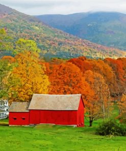 Barns In Fall paint by number