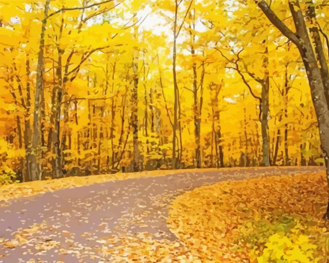 Autumn Golden Leaves Promenade paint by number