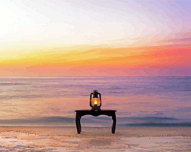 Beach Lantern On Table paint by number