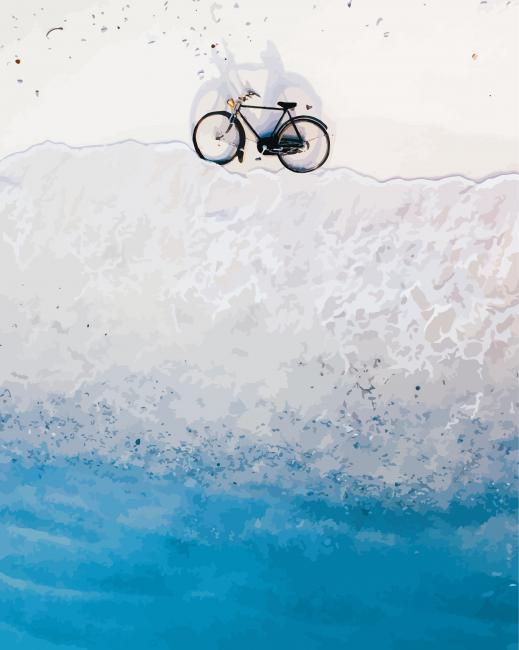 Bicycle On Beach Waves paint by number