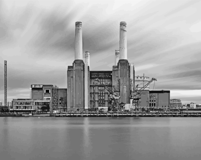 Black And White Battersea Station paint by number