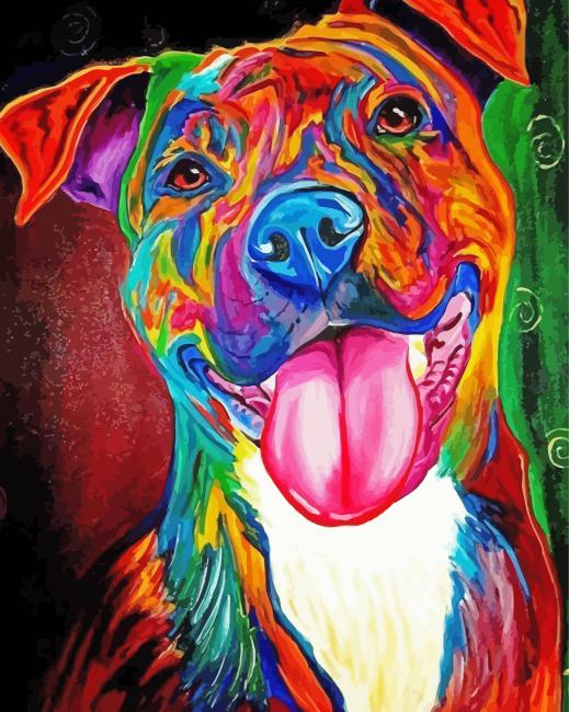 Colorful Pit Bull paint by number