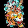 Creepy Tiger And Skull paint by number