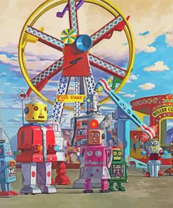 Fairground Rides Robots paint by number