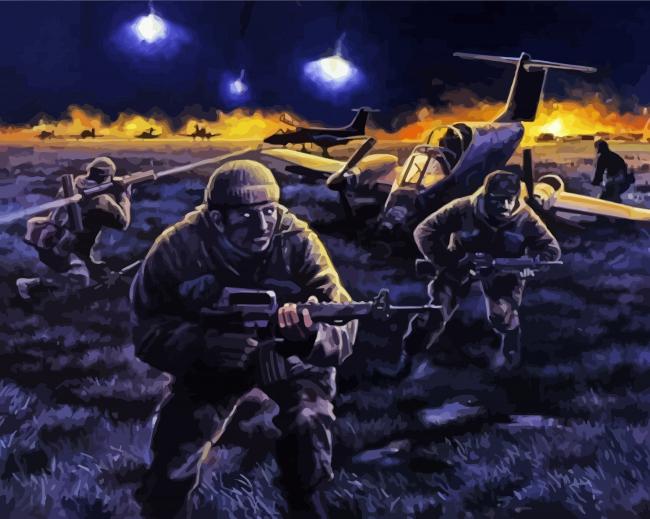 Falklands War At Night Art paint by number