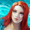 Red Hair Woman In Water paint by number