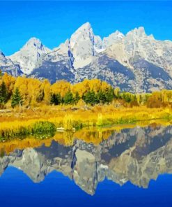 Grand Tetons Reflection paint by number