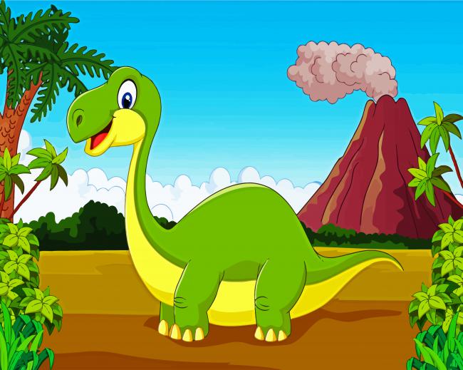 Green Kid Dinosaur paint by number