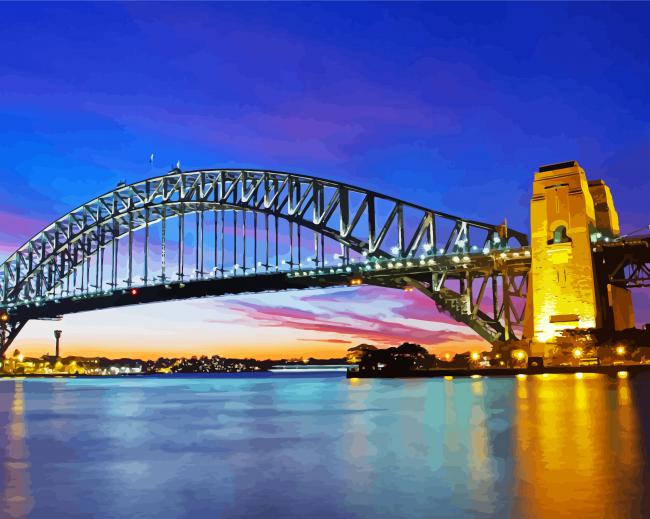Harbour Bridge By Night paint by number