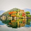 Italian Villa On The Lake Landscape paint by number