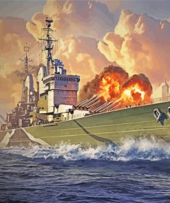 Military War Ship paint by number