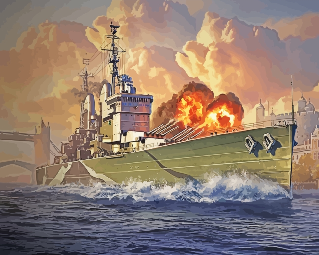 Military War Ship paint by number