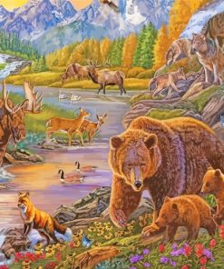 Moose Bear Deer And Animals Art paint by number
