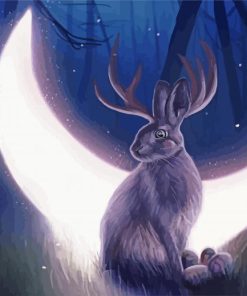 Mystical Rabbit And Moon paint by number