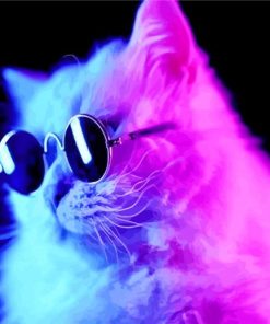 Neon Cats With Black Glasses paint by number