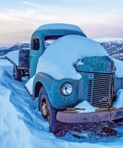 Old Lorry In Snow paint by number
