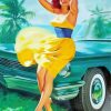 Pin Up Girl In Yellow Dress paint by number